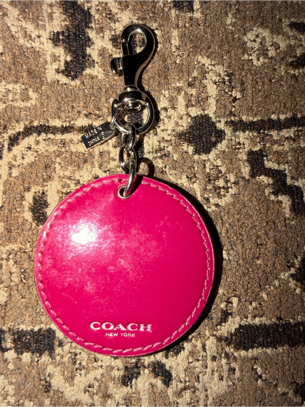 Coach Pink Round Keychain